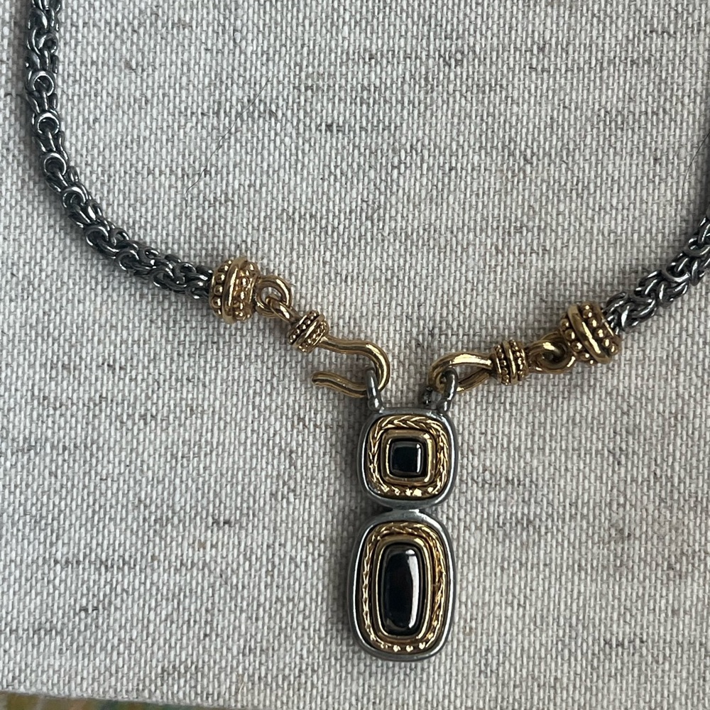 Vintage Liz Claiborne 90s Gold and Silver Chain Necklace and Earrings Set